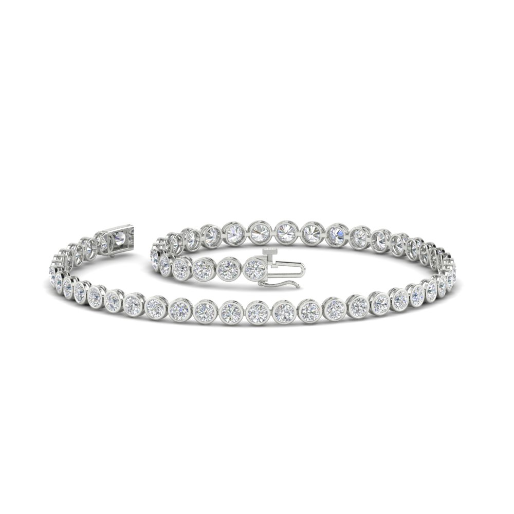 2.70 Ct. Diamond Bezel Set Tennis Bracelet with 14K White Gold White Diamond